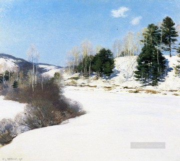  met Oil Painting - Hush of Winter scenery Willard Leroy Metcalf